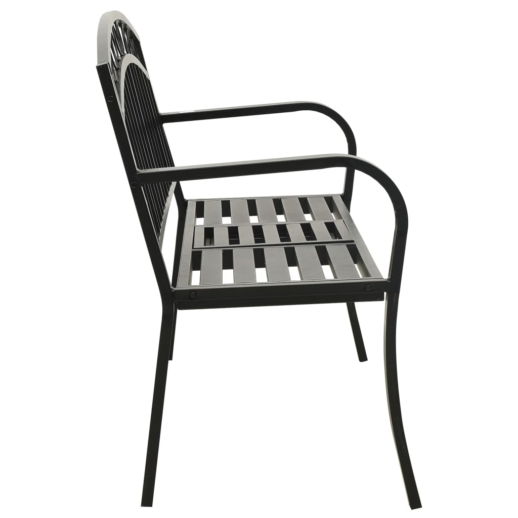 vidaXL Tuinbank met tafeltje 125 cm staal zwart