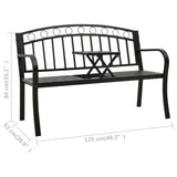 vidaXL Tuinbank met tafeltje 125 cm staal zwart
