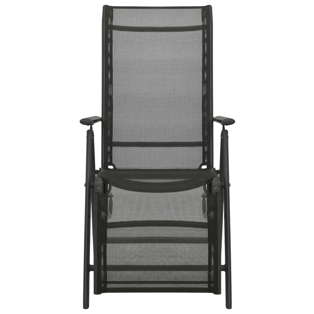 vidaXL Tuinstoelen 2 st verstelbaar textileen aluminium zwart