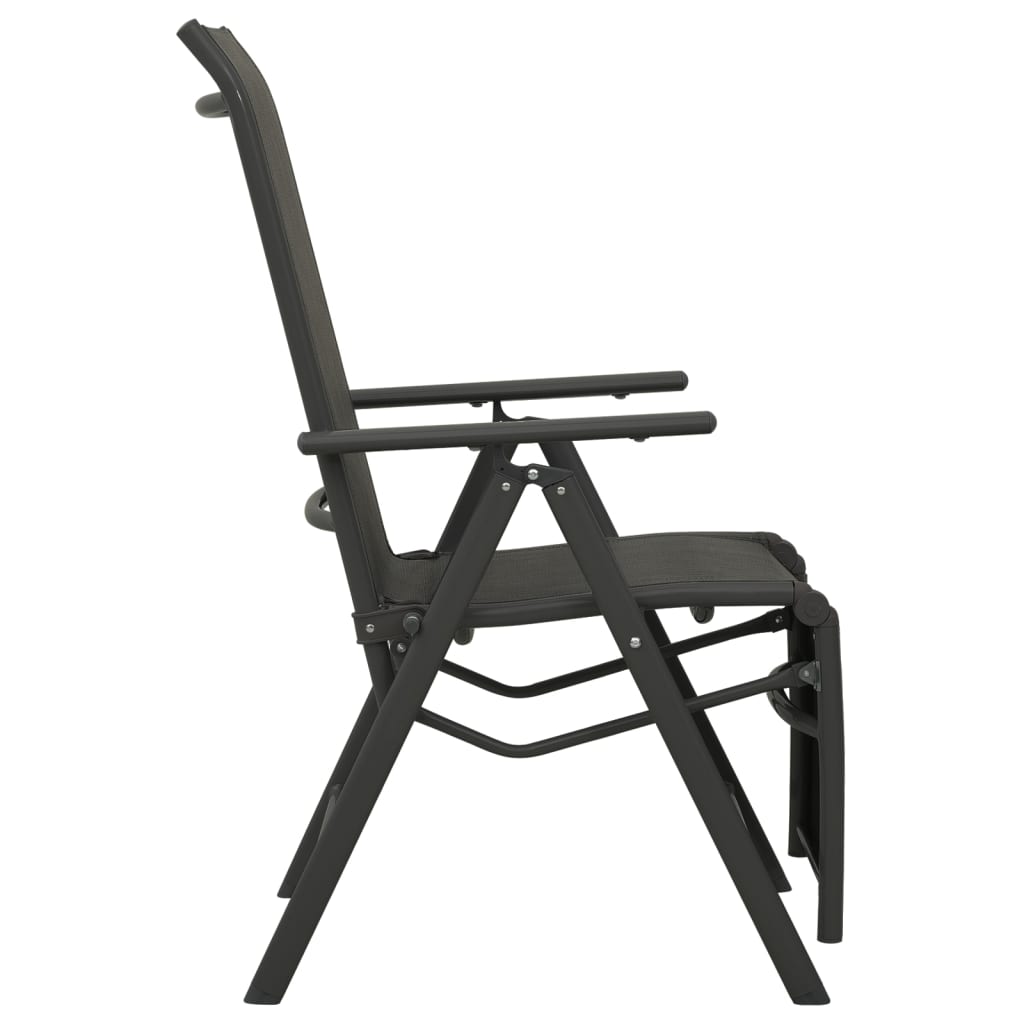 vidaXL Tuinstoelen 2 st verstelbaar textileen aluminium zwart