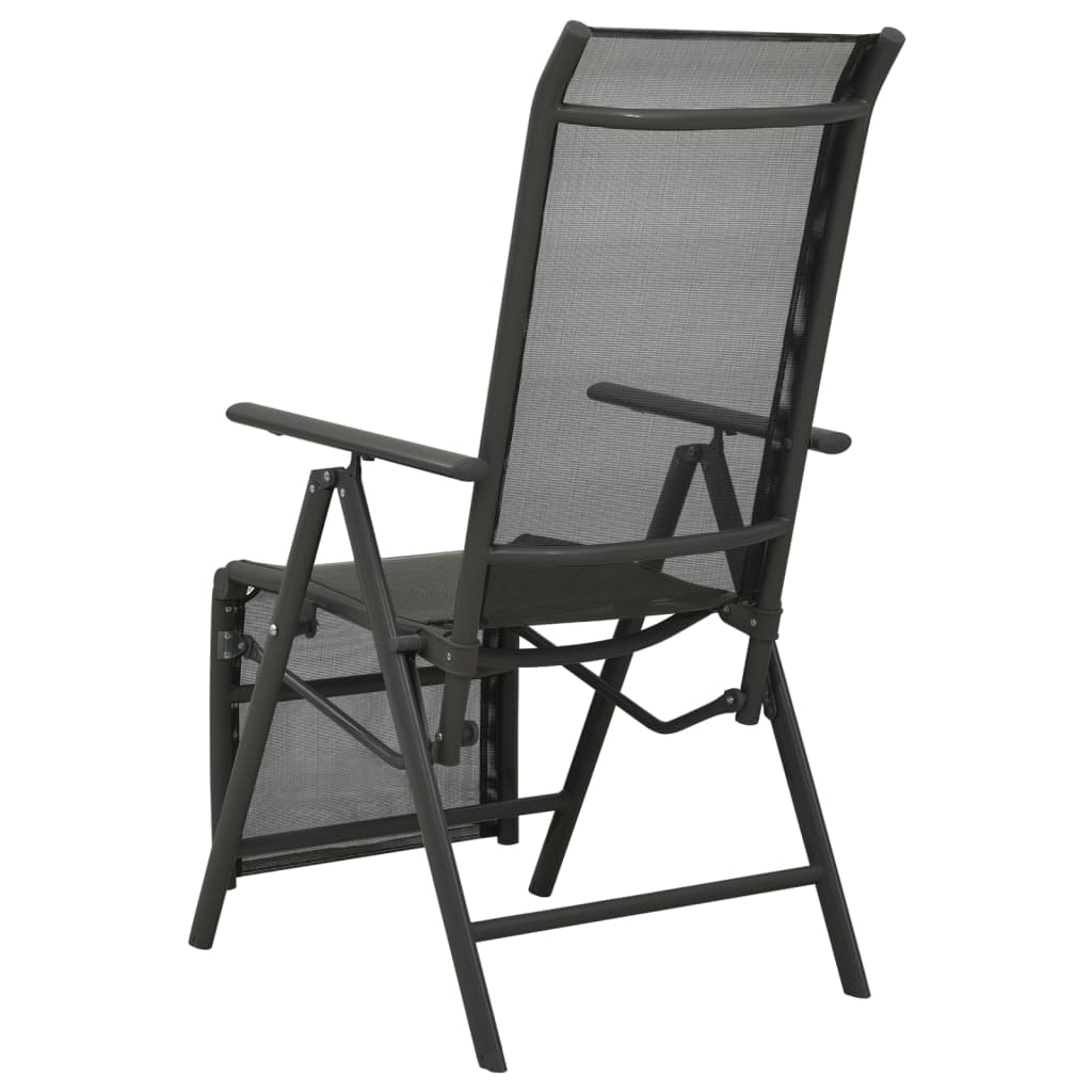 vidaXL Tuinstoelen 2 st verstelbaar textileen aluminium zwart