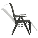 vidaXL Tuinstoelen 2 st verstelbaar textileen aluminium zwart