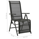 vidaXL Tuinstoelen 2 st verstelbaar textileen aluminium zwart