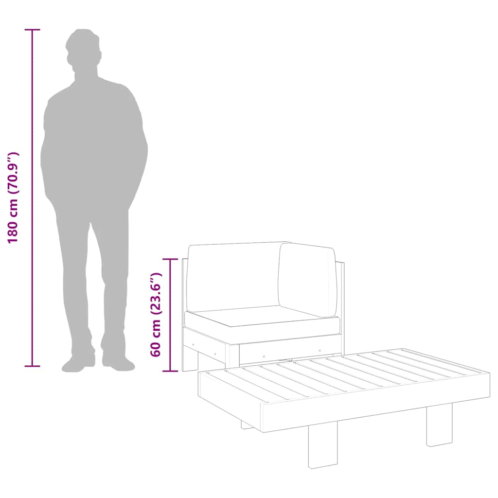 vidaXL 2-delige Loungeset met crèmewitte kussens acaciahout