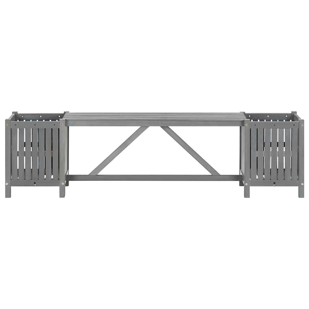 vidaXL Tuinbank met 2 plantenbakken 150 cm massief acaciahout grijs
