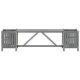 vidaXL Tuinbank met 2 plantenbakken 150 cm massief acaciahout grijs