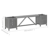 vidaXL Tuinbank met 2 plantenbakken 150 cm massief acaciahout grijs