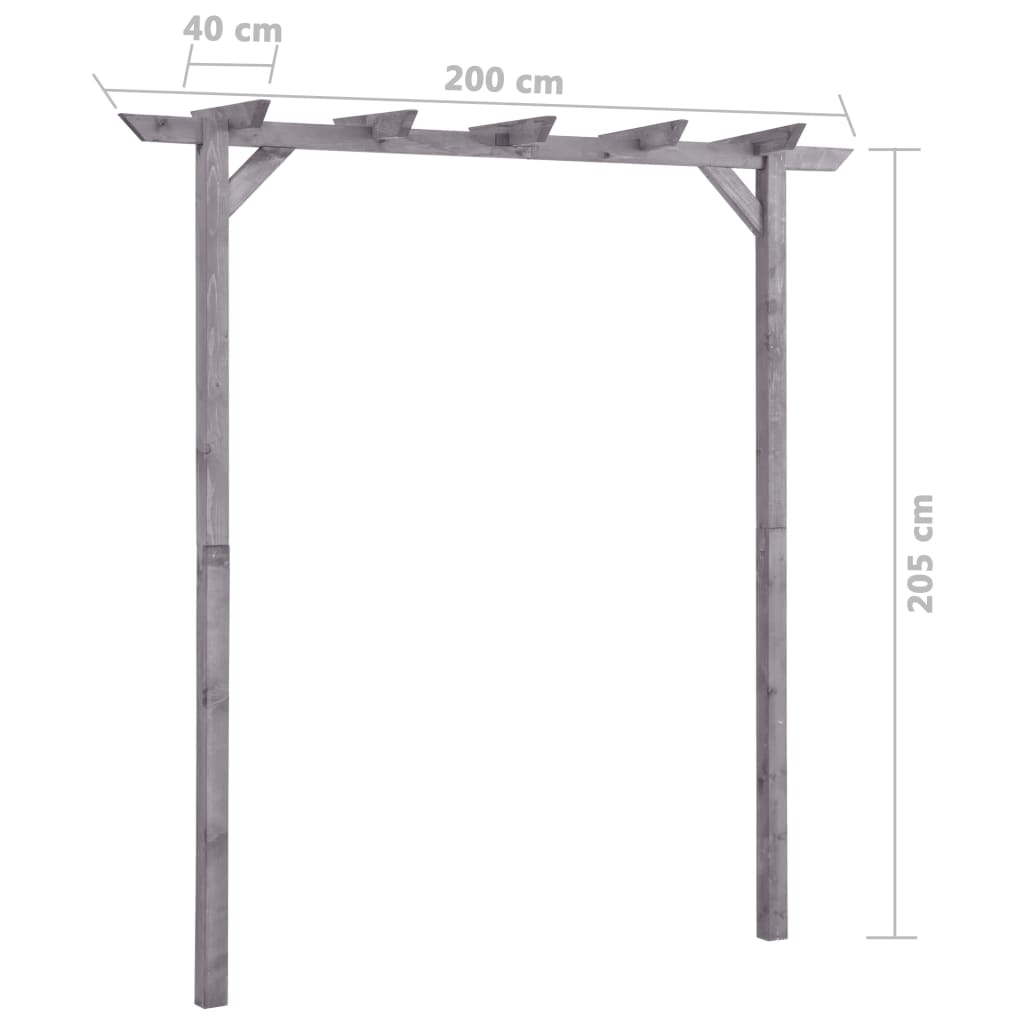 vidaXL Pergola 200x40x205 cm geïmpregneerd grenenhout grijs