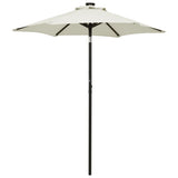 vidaXL Parasol met LED-verlichting 200x211 cm aluminium zandkleurig