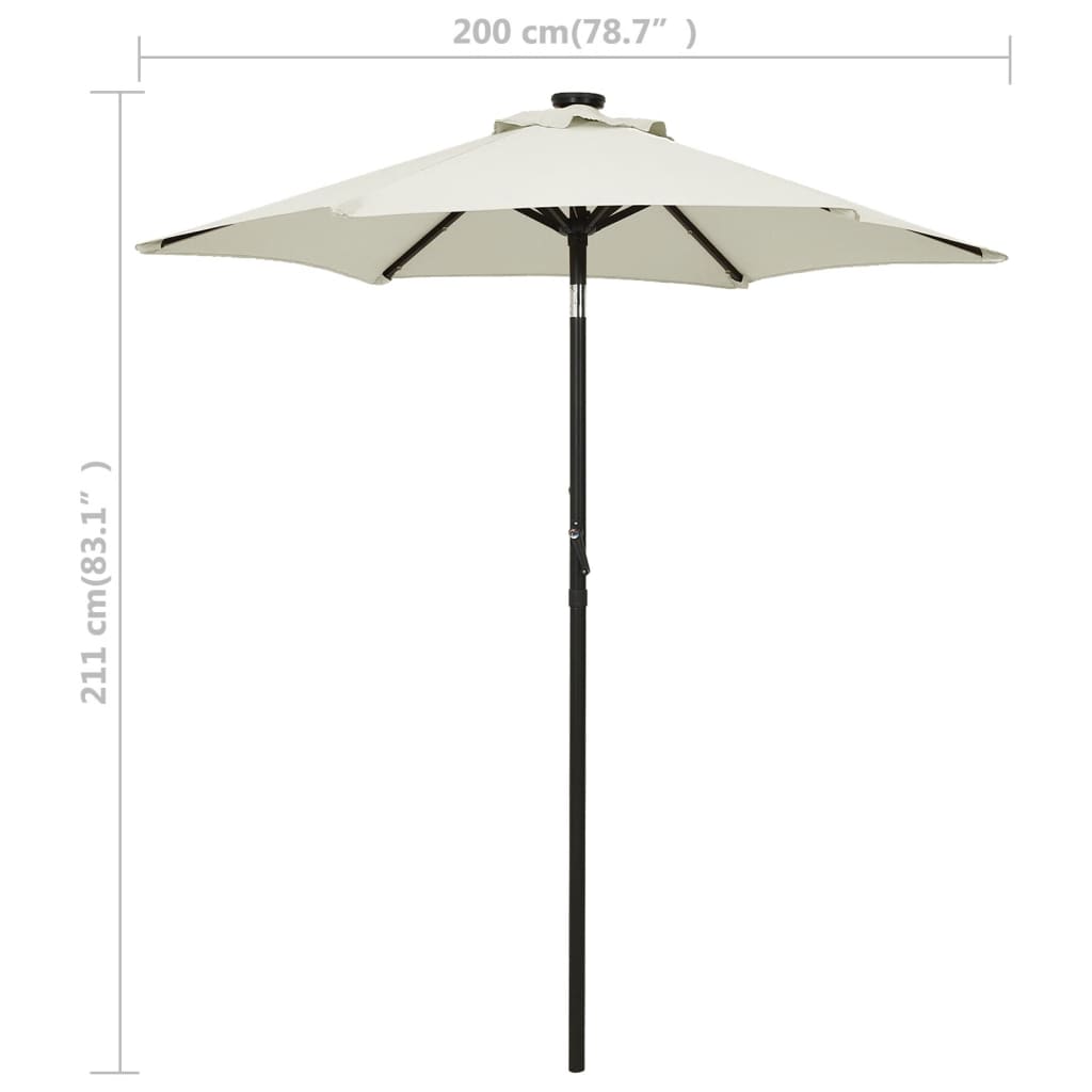 vidaXL Parasol met LED-verlichting 200x211 cm aluminium zandkleurig
