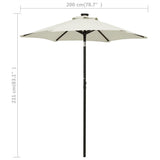 vidaXL Parasol met LED-verlichting 200x211 cm aluminium zandkleurig