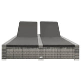 vidaXL Ligbed tweepersoons poly rattan grijs