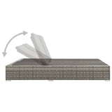 vidaXL Ligbed tweepersoons poly rattan grijs
