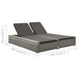 vidaXL Ligbed tweepersoons poly rattan grijs