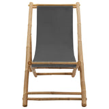 vidaXL Sunlounger bamboo and canvas dark grey
