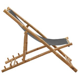 vidaXL Sunlounger bamboo and canvas dark grey
