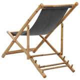 vidaXL Sunlounger bamboo and canvas dark grey