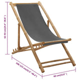 vidaXL Sunlounger bamboo and canvas dark grey