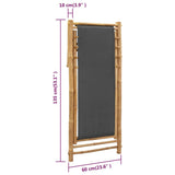 vidaXL Sunlounger bamboo and canvas dark grey