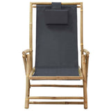 vidaXL Recliner Adjustable Bamboo and Fabric Dark Grey