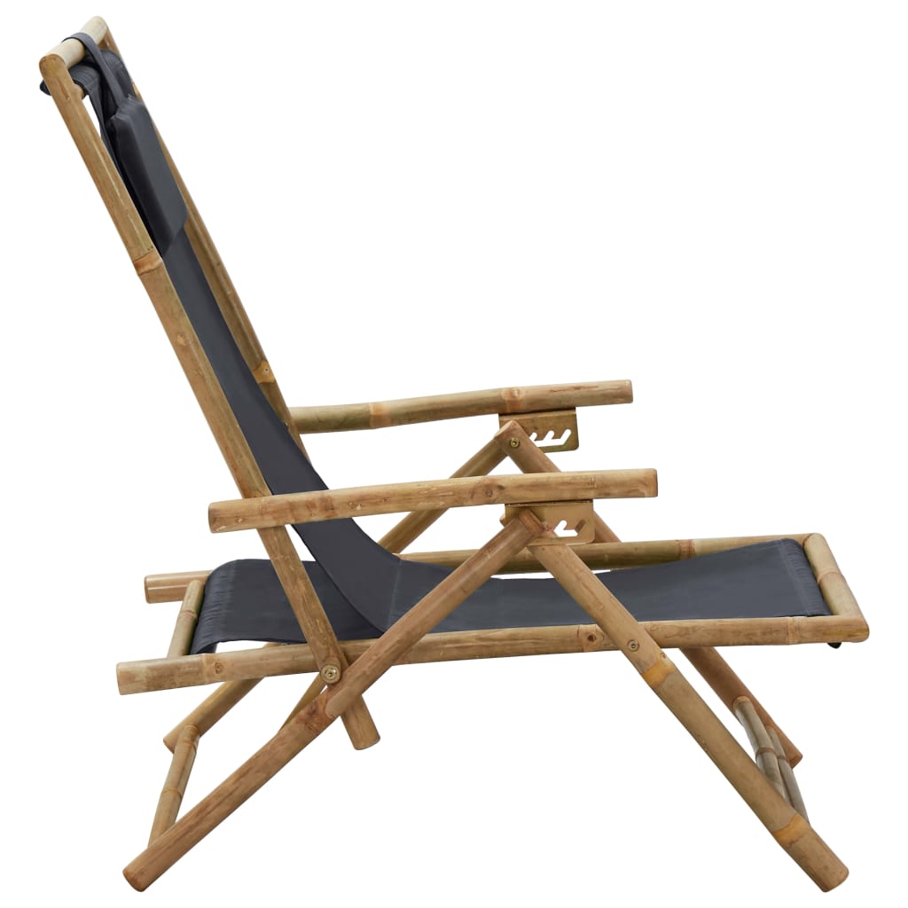 vidaXL Recliner Adjustable Bamboo and Fabric Dark Grey