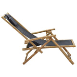 vidaXL Recliner Adjustable Bamboo and Fabric Dark Grey