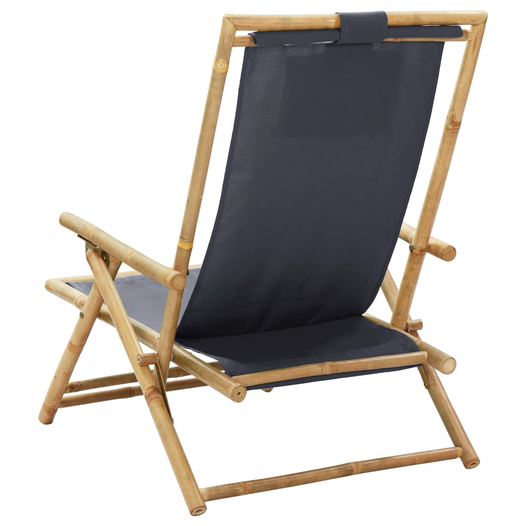vidaXL Recliner Adjustable Bamboo and Fabric Dark Grey