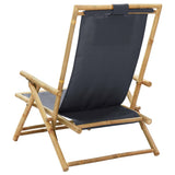 vidaXL Recliner Adjustable Bamboo and Fabric Dark Grey
