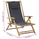 vidaXL Recliner Adjustable Bamboo and Fabric Dark Grey