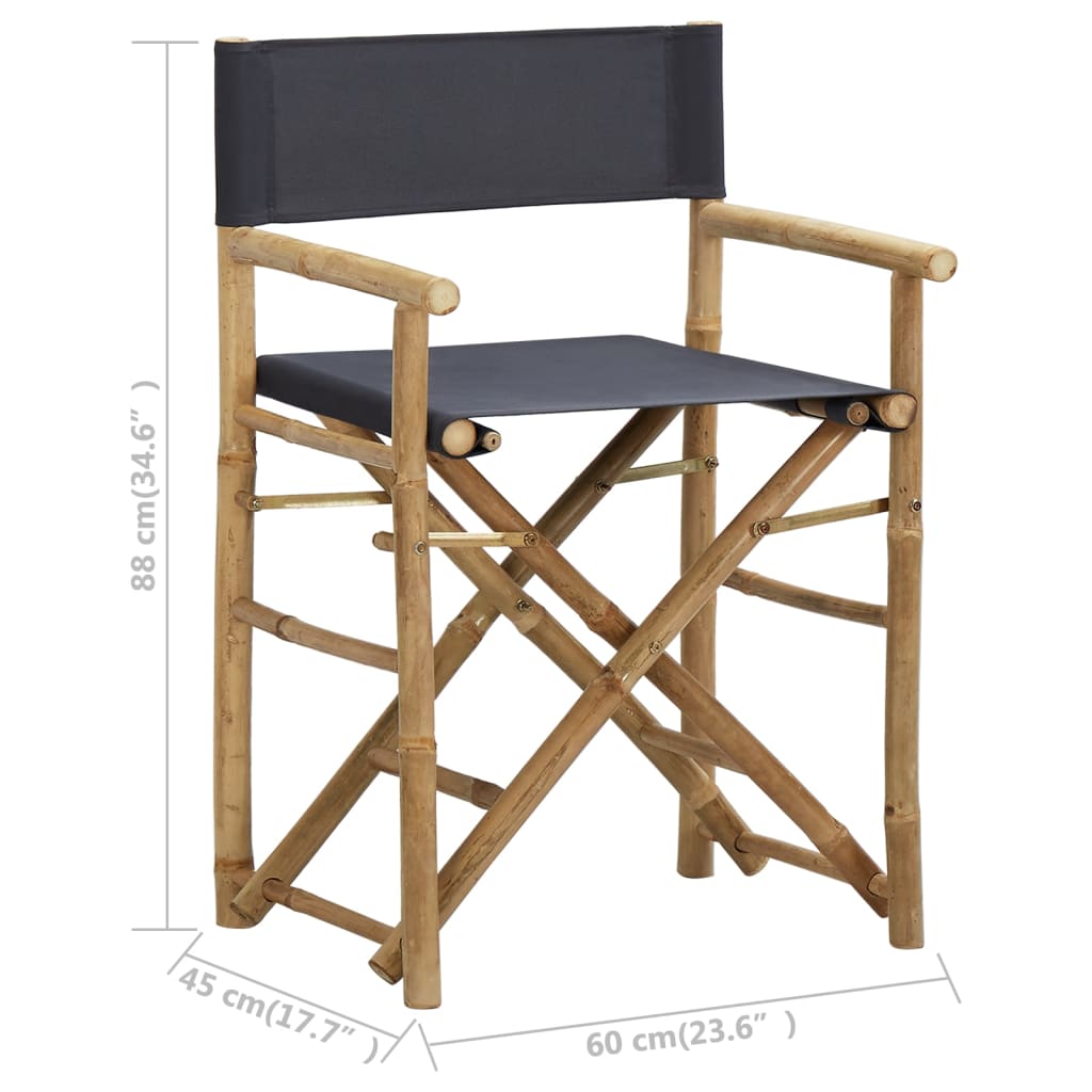 vidaXL Régisseursstoelen 2 st inklapbaar donkergrijs bambou et stof