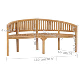 vidaXL Banana-shaped bench 180 cm solid teak wood