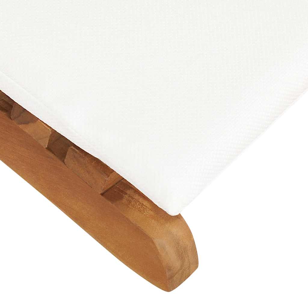 vidaXL Ligbed inklapbaar met crèmewit kussen massief teakhout