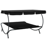 vidaXL Loungebed met luifel en kussens zwart