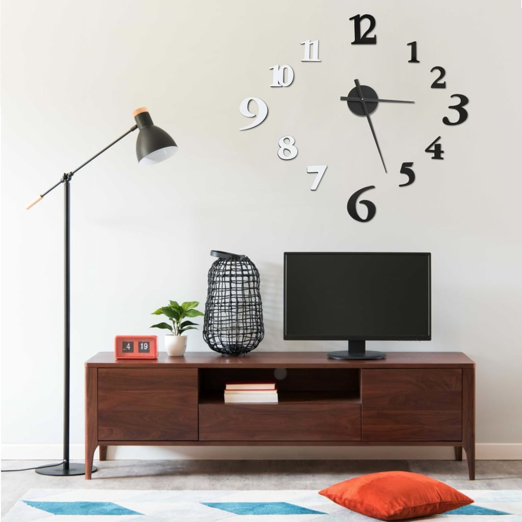 vidaXL 3D-wandklok modern XXL 100 cm noir et blanc