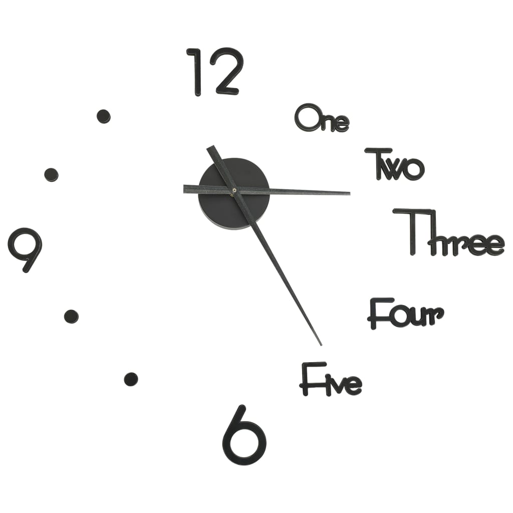 vidaXL 3D Wall Clock Modern XXL 100 cm Black