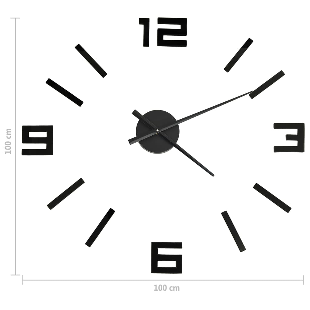 vidaXL 3D-wandklok moderne XXL 100 cm noir