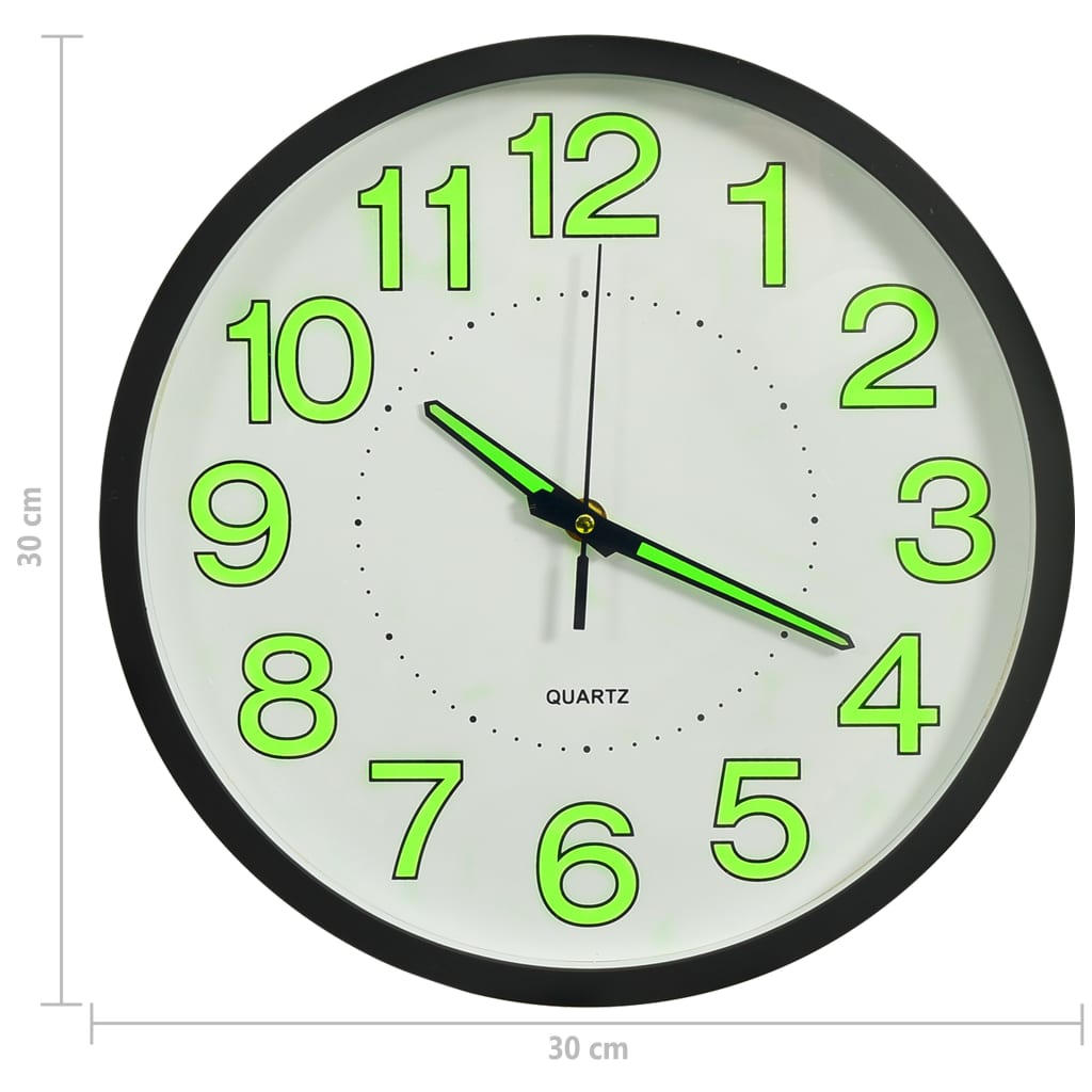 vidaXL Luminous Wall Clock 30 cm Black