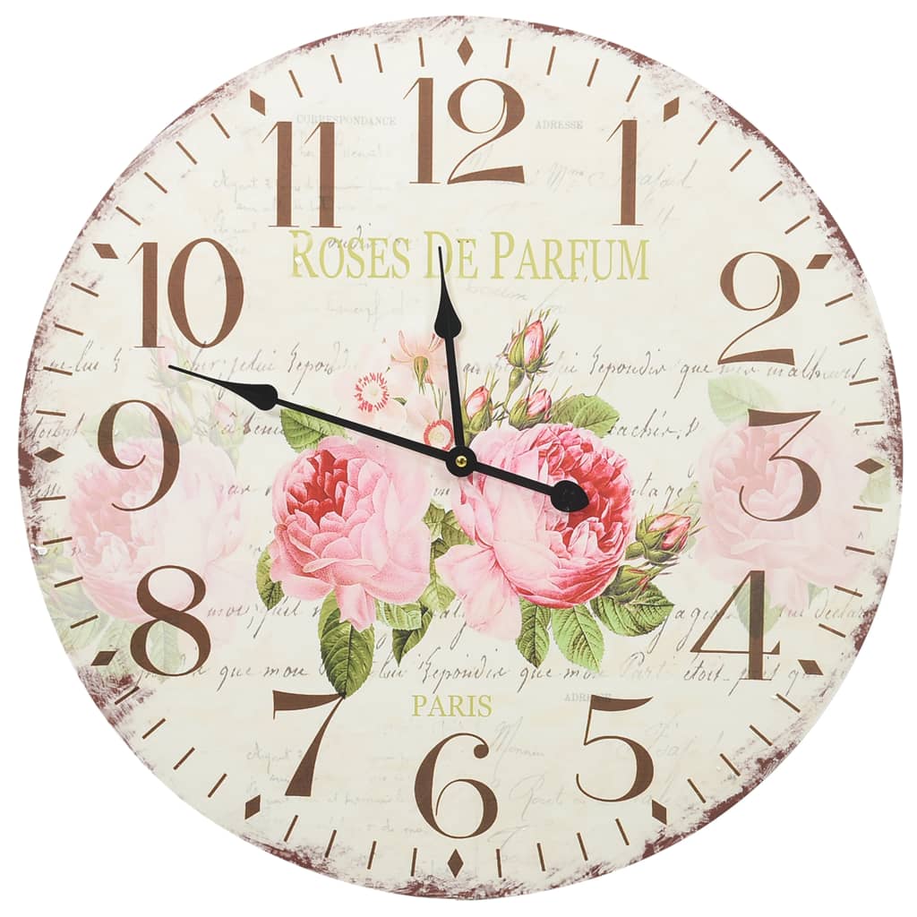 vidaXL Wandklok vintage stijl 60 cm bloemen
