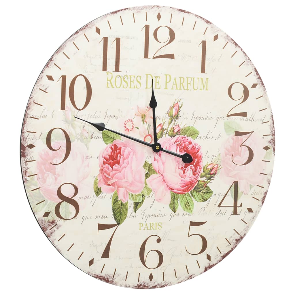 vidaXL Wandklok vintage stijl 60 cm bloemen