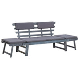 vidaXL Banquette de jardin avec coussins 2 en 1 190 cm en acacia massif gris