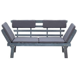 vidaXL Banquette de jardin avec coussins 2 en 1 190 cm en acacia massif gris