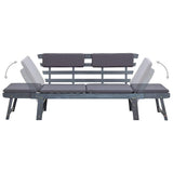 vidaXL Banquette de jardin avec coussins 2 en 1 190 cm en acacia massif gris