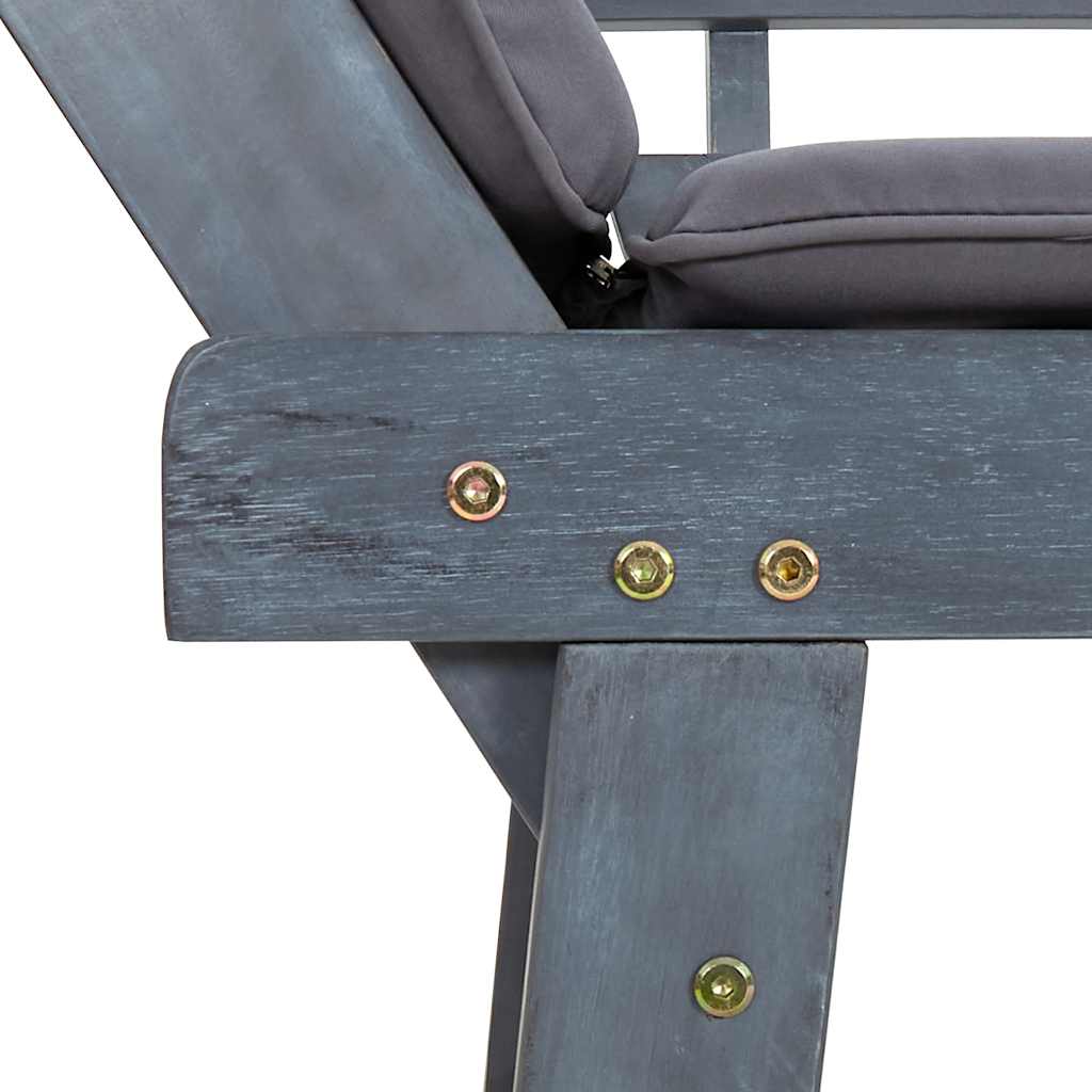 vidaXL Banquette de jardin avec coussins 2 en 1 190 cm en acacia massif gris