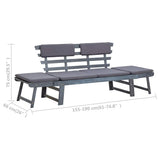 vidaXL Banquette de jardin avec coussins 2 en 1 190 cm en acacia massif gris