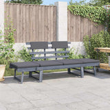 vidaXL Banquette de jardin avec coussins 2 en 1 190 cm en acacia massif gris