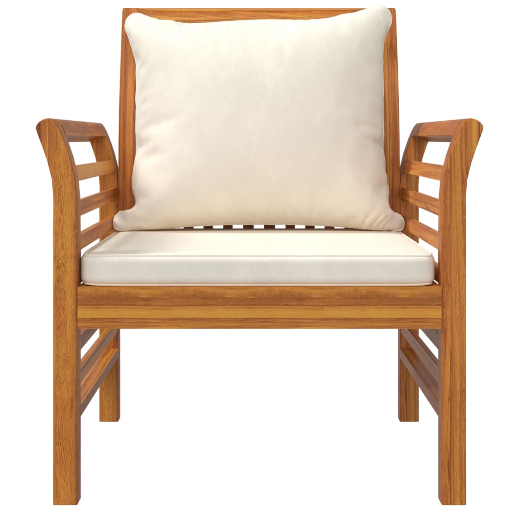 vidaXL Fauteuils 2 st met crèmewitte kussens massief acaciahout