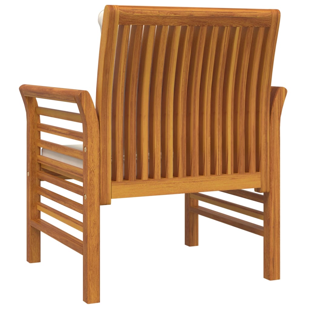 vidaXL Fauteuils 2 st met crèmewitte kussens massief acaciahout