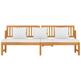 vidaxL Dagbed met crèmekleurig kussen 200x60x75 cm massief acaciahout