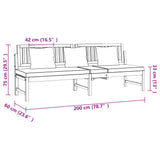 vidaxL Dagbed met crèmekleurig kussen 200x60x75 cm massief acaciahout