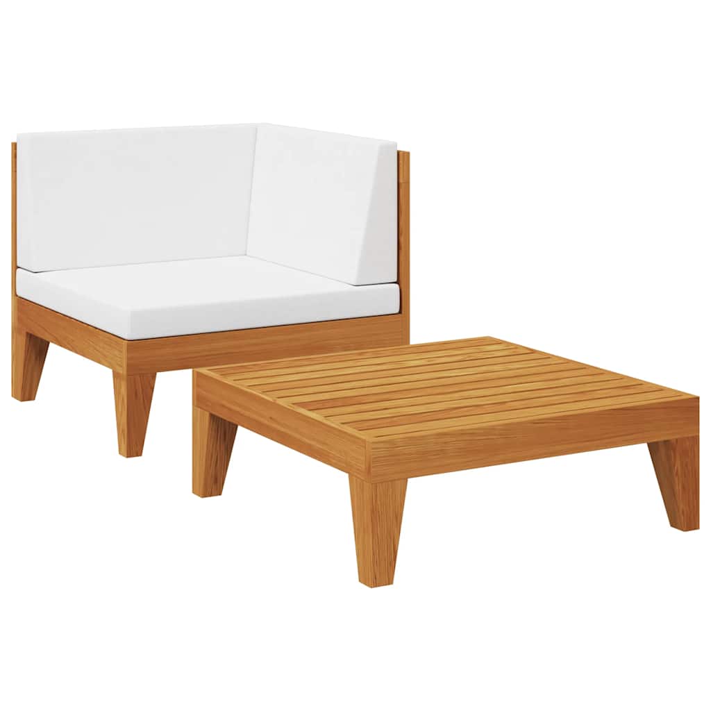 vidaXL 2-delige Loungeset met kussens massief acaciahout